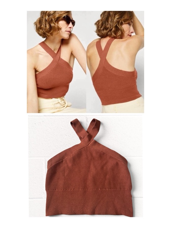 Abercrombie & Fitch Tops - Abercrombie & Fitch Brown Ottoman Halter Cropped Ribbed Tank Top, XL